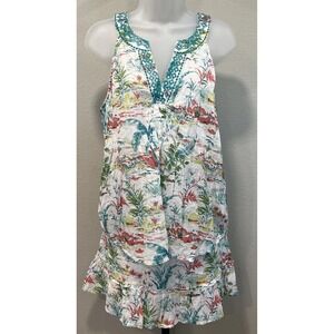 Sigrid Olson Tropical Lined Mini Skirt Set W/Matching Tank Cotton Top:L, Skirt:M